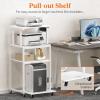 Lifewit 4 Tier Printer Stand with 3 Power Outlets, Wheels and Adjustable Storage Shelf for Home Office, Rolling Printer Cart for Shredder, Scanner, Fax, Rustic Brown(White)