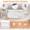 Lifewit Floating TV Stand for up to 50″ TV, Wall Mounted Entertainment Center with Power Outlets and USB Ports, Large Storage Space with Sliding Tabletop, Open Shelves, White(White)