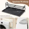 Lifewit Washer Dryer Countertop with Adjustable Shelf, Splice Type, 54″ x 27.5″ Melamine Cover for The Top with Edge Rails, Towel Rack, 8 Hooks, Laundry Room Storage and Organization, Black(Black Marble)