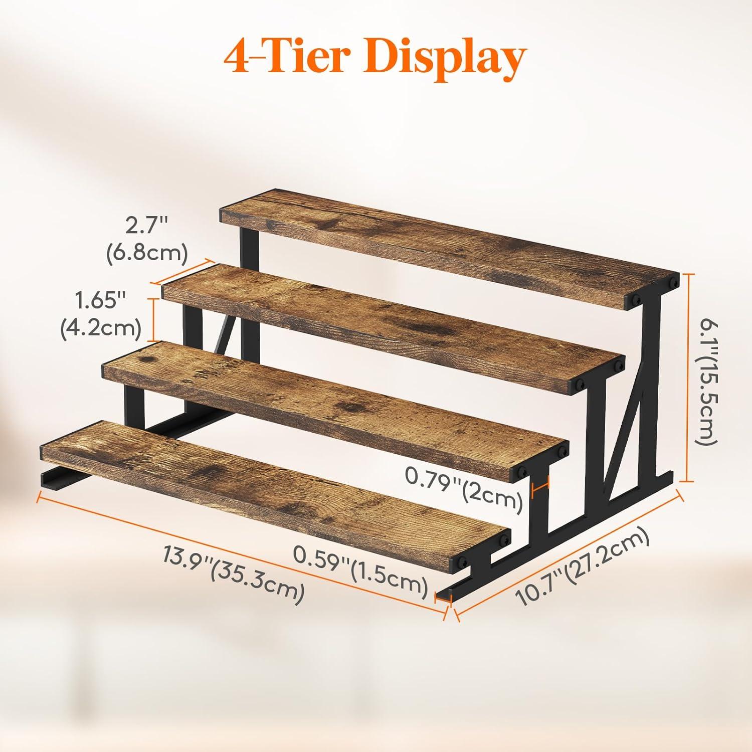 imageLifewit 139 Inch Cologne Organizer for Men 4 Tier Wooden Perfume Stand Display Riser Shelf for Fragrance Aftershave Skincare Makeup for Vanity Bedroom Bathroom Storage Rustic Brown 1 Pcs1