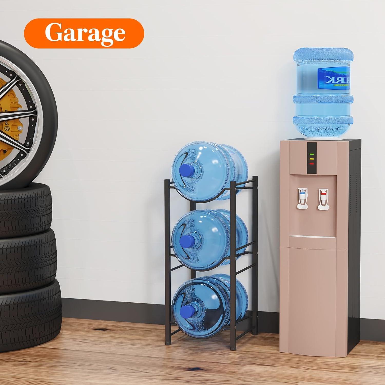 imageLifewit 5 Gallon Water Jug Holder 3 Tier Water Bottle Stand Heavy Duty Water Dispenser Rack with 3 Slots for Gallon Jugs Detachable Water Storage Shelf Organizer for Home Living Room Office Black3slot