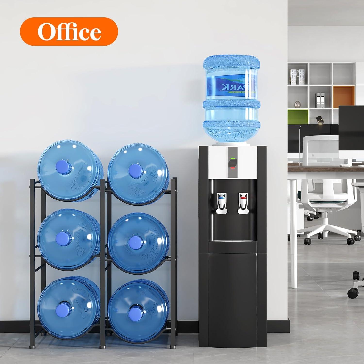 imageLifewit 5 Gallon Water Jug Holder 3 Tier Water Bottle Stand Heavy Duty Water Dispenser Rack with 3 Slots for Gallon Jugs Detachable Water Storage Shelf Organizer for Home Living Room Office Black6slot