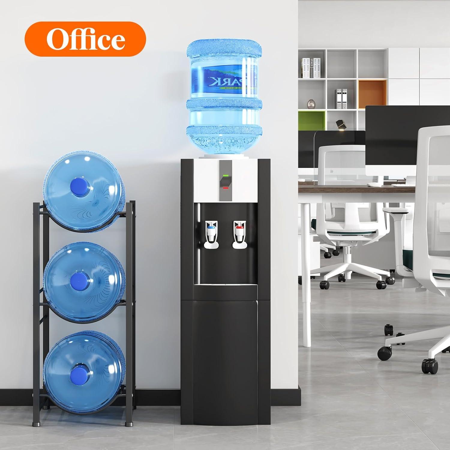 imageLifewit 5 Gallon Water Jug Holder 3 Tier Water Bottle Stand Heavy Duty Water Dispenser Rack with 3 Slots for Gallon Jugs Detachable Water Storage Shelf Organizer for Home Living Room Office Black3slot