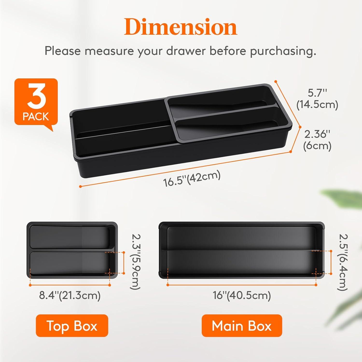 imageLifewit Compact Silverware Organizer for Kitchen Drawer Narrow Flatware Tray Holder Plastic Cutlery Spoons Forks and Knives Storage WhiteampampGray 1 PackBlack