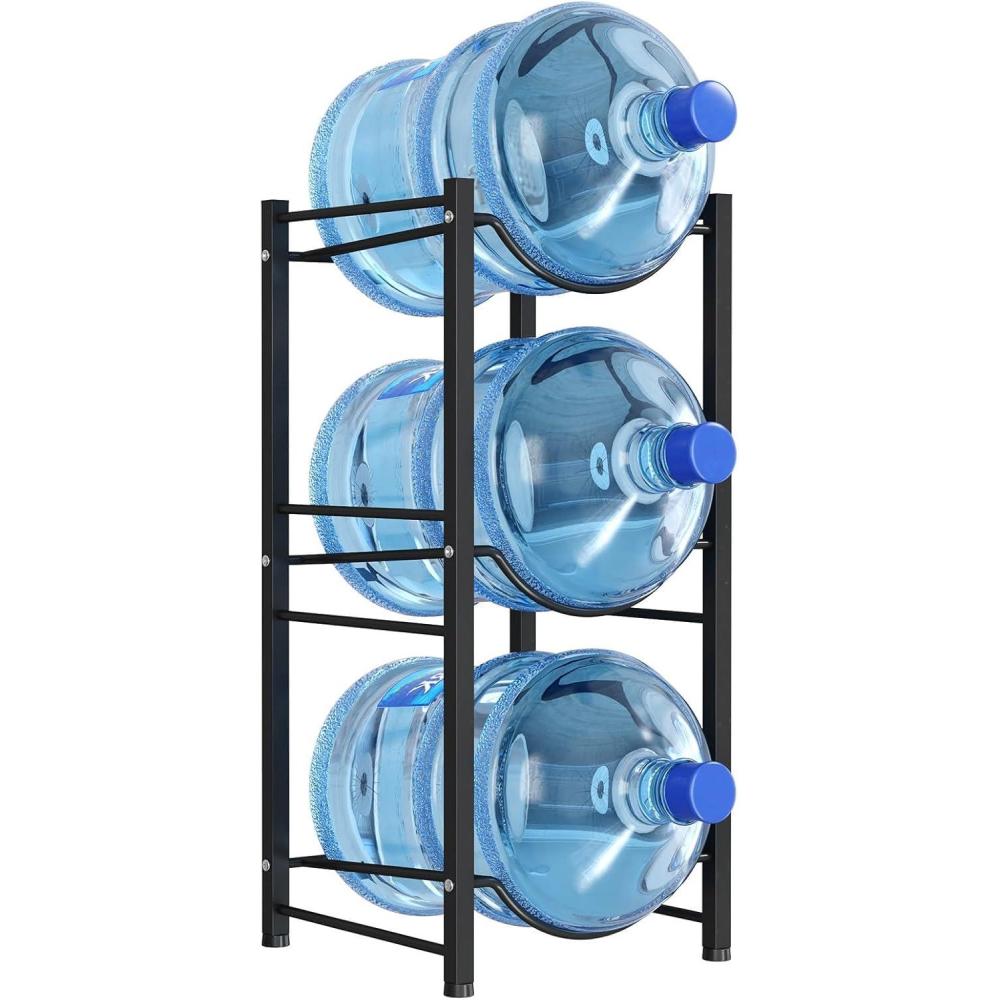 imageLifewit 5 Gallon Water Jug Holder 3 Tier Water Bottle Stand Heavy Duty Water Dispenser Rack with 3 Slots for Gallon Jugs Detachable Water Storage Shelf Organizer for Home Living Room Office Black3slot