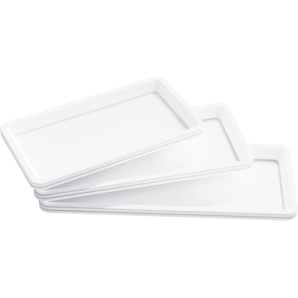 imageLifewit Large Plastic Serving Tray Set for Party Supplies 161412 inch Platters for Serving Food 3 PCS White Reusable Tray for Veggie Snack Fruit Cookies Dessert in KitchenPantry Organization6