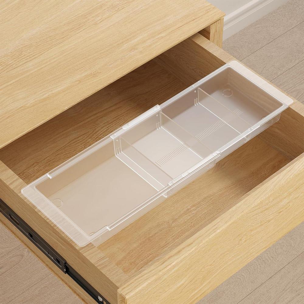 imageLifewit Sliding Makeup Drawer Organizer Trays with Inserts Extendable Hanging Desk Drawer Divider Fits 1320quot Deep Drawers 18quot High Plastic Organizer Tray for Vanity Office Kitchen WhiteTranslucent
