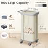 Lifewit 150L Large Laundry Basket with Wheels, Tall 2 Section Laundry Hamper Organizer, Rolling Laundry Cart with Steel Frame & Removable Bag for Luandry Room Bathroom Bedroom, White(White)