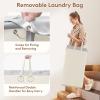 Lifewit 150L Large Laundry Basket with Wheels, Tall 2 Section Laundry Hamper Organizer, Rolling Laundry Cart with Steel Frame & Removable Bag for Luandry Room Bathroom Bedroom, White(White)