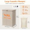 Lifewit 165L Laundry Basket with Lid, Large Laundry Hamper with Plastic Handles and Removable Bag, Foldable Tall Dirty Clothes Hampers for Laundry for Laundry Room, Bedroom, Bathroom, Dorm, Beige