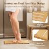 Lifewit Bamboo Bath Mat for Non Slip, 1 Pcs 21×14.2 inches Foldable Wooden Shower Mat, Waterproof Bamboo Floor Mat for Bathroom Sauna Spa Pool Indoor Outdoor Use, Wood(Wood)