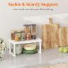 Lifewit Cabinet Shelf Organizer, Expandable From 11.8 to 15.7 inches, Countertop Kitchen Shelves, Plastic Shelf Riser for Pantry Kitchen Storage and Spice Rack, Set of 2, White(3)