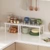 Lifewit Cabinet Shelf Organizer, Expandable From 11.8 to 15.7 inches, Countertop Kitchen Shelves, Plastic Shelf Riser for Pantry Kitchen Storage and Spice Rack, Set of 2, White(3)