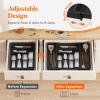 Lifewit Expandable Silverware Drawer Organizer, 22.4 x 16.7 x 2 inches, Adjustable Utensil Cutlery Tray for kitchen, Plastic Flatware Spoon Fork Knives Holder Storage Divider,2 Pack, Black(Black)