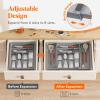 Lifewit Expandable Silverware Drawer Organizer, 22.4 x 16.7 x 2 inches, Adjustable Utensil Cutlery Tray for kitchen, Plastic Flatware Spoon Fork Knives Holder Storage Divider,2 Pack, Black(Gray)
