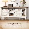 Lifewit Farmhouse Entryway Console Table, Adjustable Shelf, Sliding Barn Doors, 47“ x 15.7″ x 32″ Hallway Table with Bottom Open Shelf, for Entrance, Living Room, Foyer, Rustic White