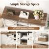 Lifewit Farmhouse Entryway Console Table, Adjustable Shelf, Sliding Barn Doors, 47“ x 15.7″ x 32″ Hallway Table with Bottom Open Shelf, for Entrance, Living Room, Foyer, Rustic White