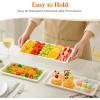 Lifewit Large Plastic Serving Tray Set for Party Supplies, 16/14/12 inch Platters for Serving Food, 3 PCS White Reusable Tray for Veggie, Snack, Fruit, Cookies, Dessert in Kitchen/Pantry Organization(6)