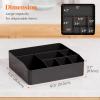 Lifewit Paper Plate Organizer for Kitchen Countertop, Plastic Silverware Caddy for Party, Utensil Holder with 7 Compartment, Cutlery Flatware Dispenser Box for Cup Spoon Fork Plate Napkin, Black