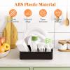 Lifewit Paper Plate Organizer for Kitchen Countertop, Plastic Silverware Caddy for Party, Utensil Holder with 7 Compartment, Cutlery Flatware Dispenser Box for Cup Spoon Fork Plate Napkin, Black