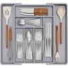 Lifewit Expandable Silverware Drawer Organizer, 22.4 x 16.7 x 2 inches, Adjustable Utensil Cutlery Tray for kitchen, Plastic Flatware Spoon Fork Knives Holder Storage Divider,2 Pack, Black(Gray)