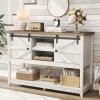 Lifewit Farmhouse Entryway Console Table, Adjustable Shelf, Sliding Barn Doors, 47“ x 15.7″ x 32″ Hallway Table with Bottom Open Shelf, for Entrance, Living Room, Foyer, Rustic White