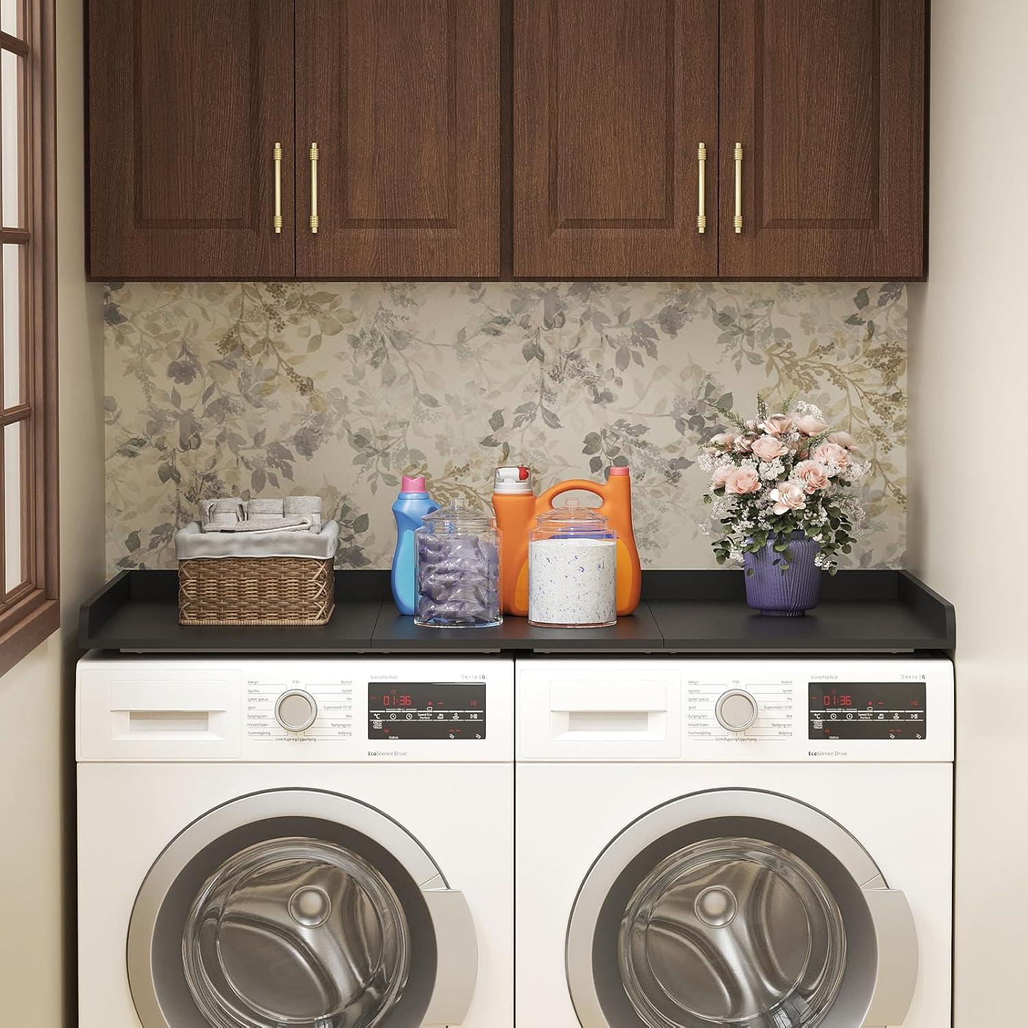 imageLifewit Washer Dryer Countertop Spice Type 54quot Length x 275quot Width Melamine Covers with Edge Rails for The Top Laundry Room Storage and Organization BlackBlack
