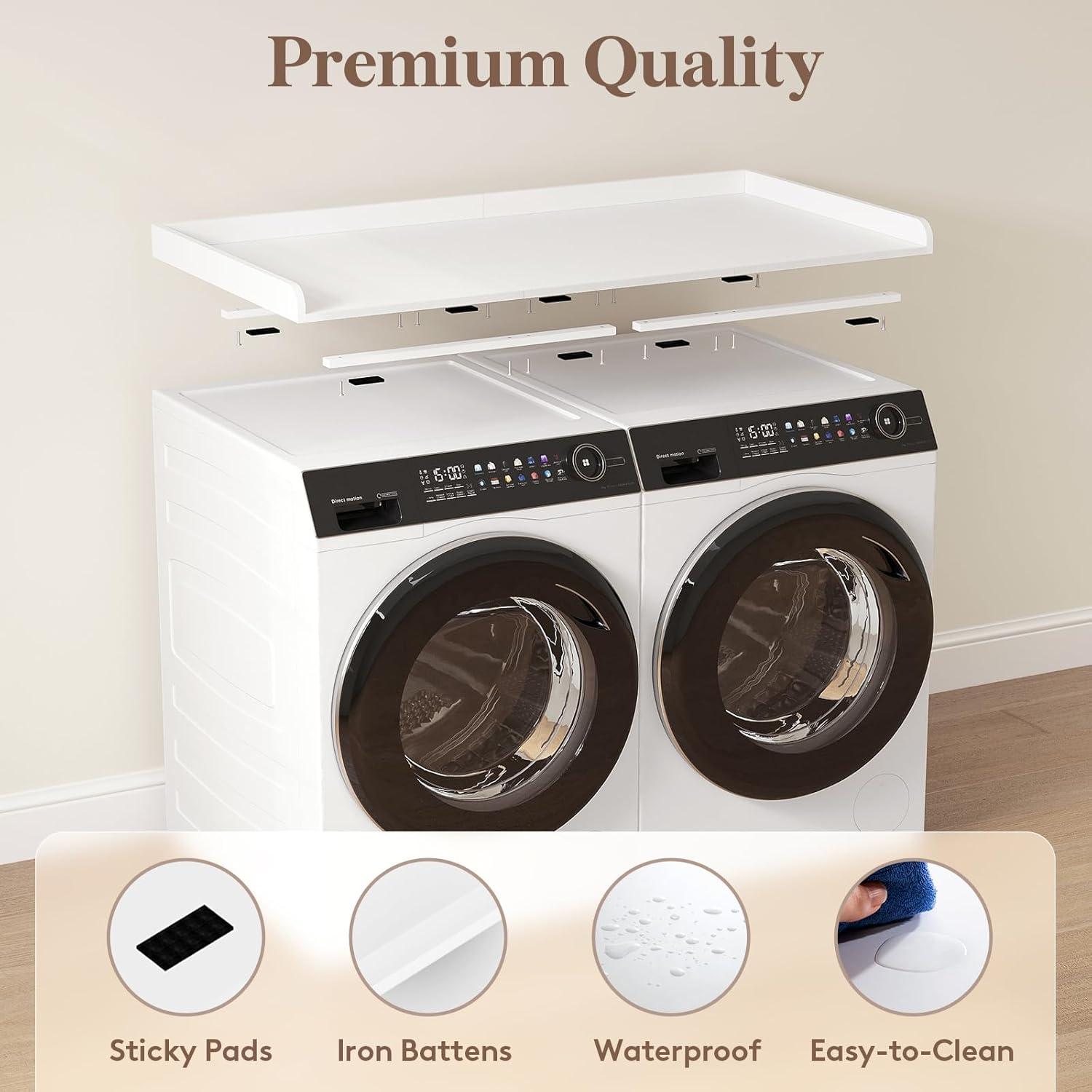 imageLifewit Washer Dryer Countertop Spice Type 54quot Length x 275quot Width Melamine Covers with Edge Rails for The Top Laundry Room Storage and Organization BlackWhite