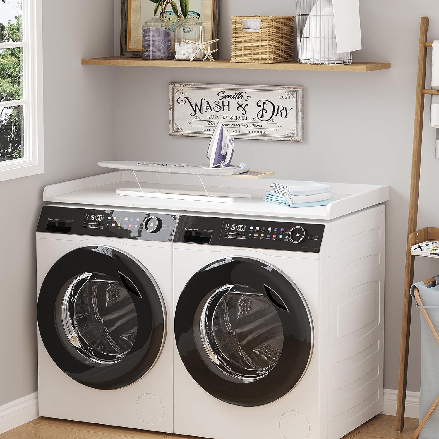 imageLifewit Washer Dryer Countertop Spice Type 54quot Length x 275quot Width Melamine Covers with Edge Rails for The Top Laundry Room Storage and Organization BlackWhite