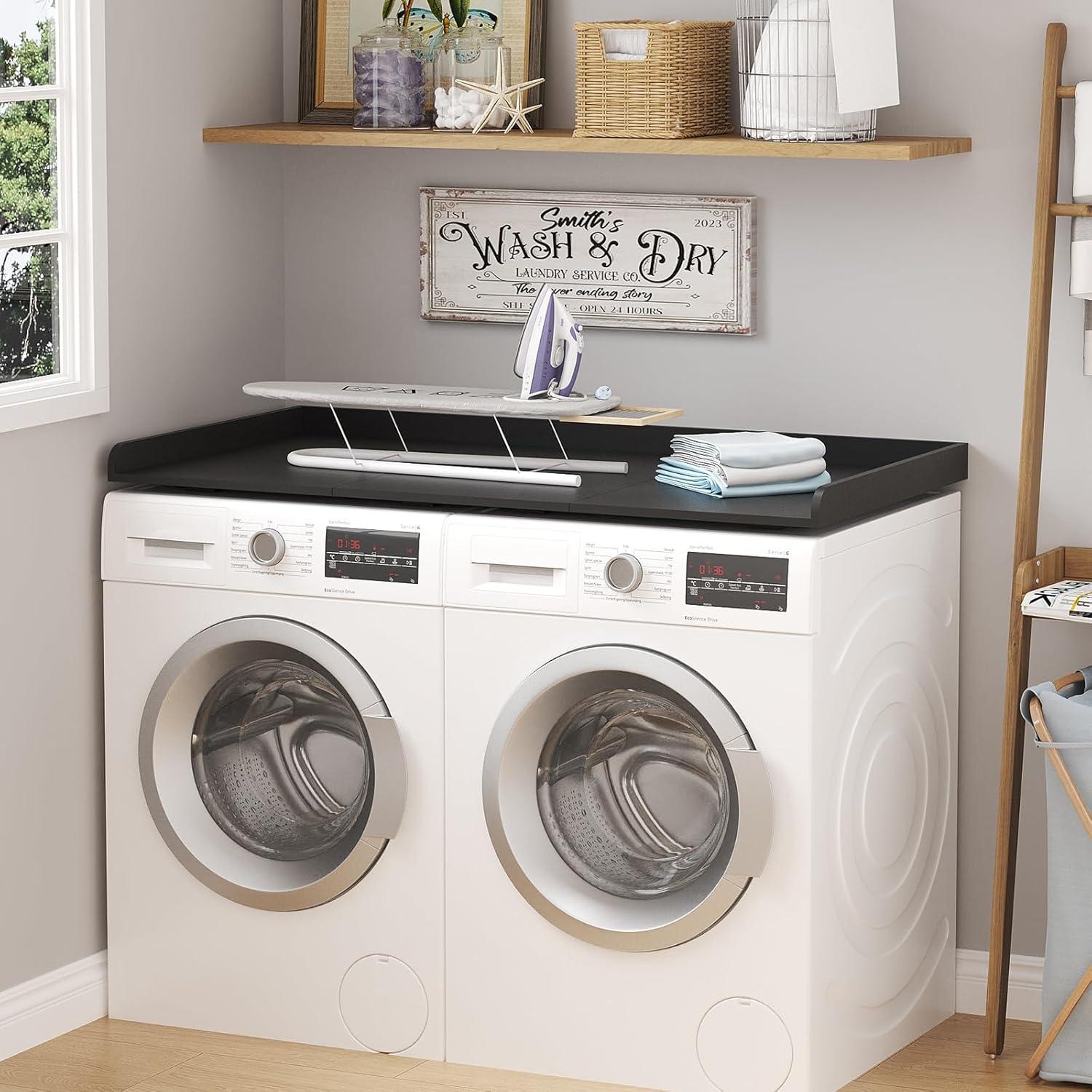 imageLifewit Washer Dryer Countertop Spice Type 54quot Length x 275quot Width Melamine Covers with Edge Rails for The Top Laundry Room Storage and Organization BlackBlack