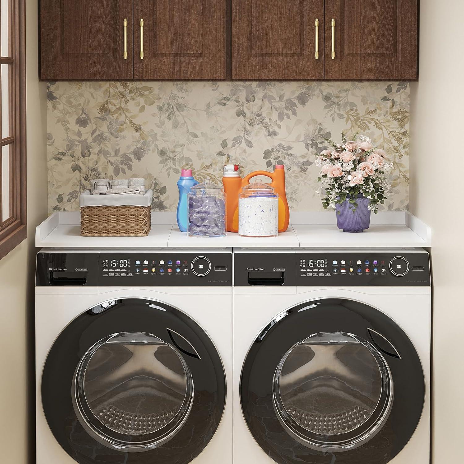 imageLifewit Washer Dryer Countertop Spice Type 54quot Length x 275quot Width Melamine Covers with Edge Rails for The Top Laundry Room Storage and Organization BlackWhite