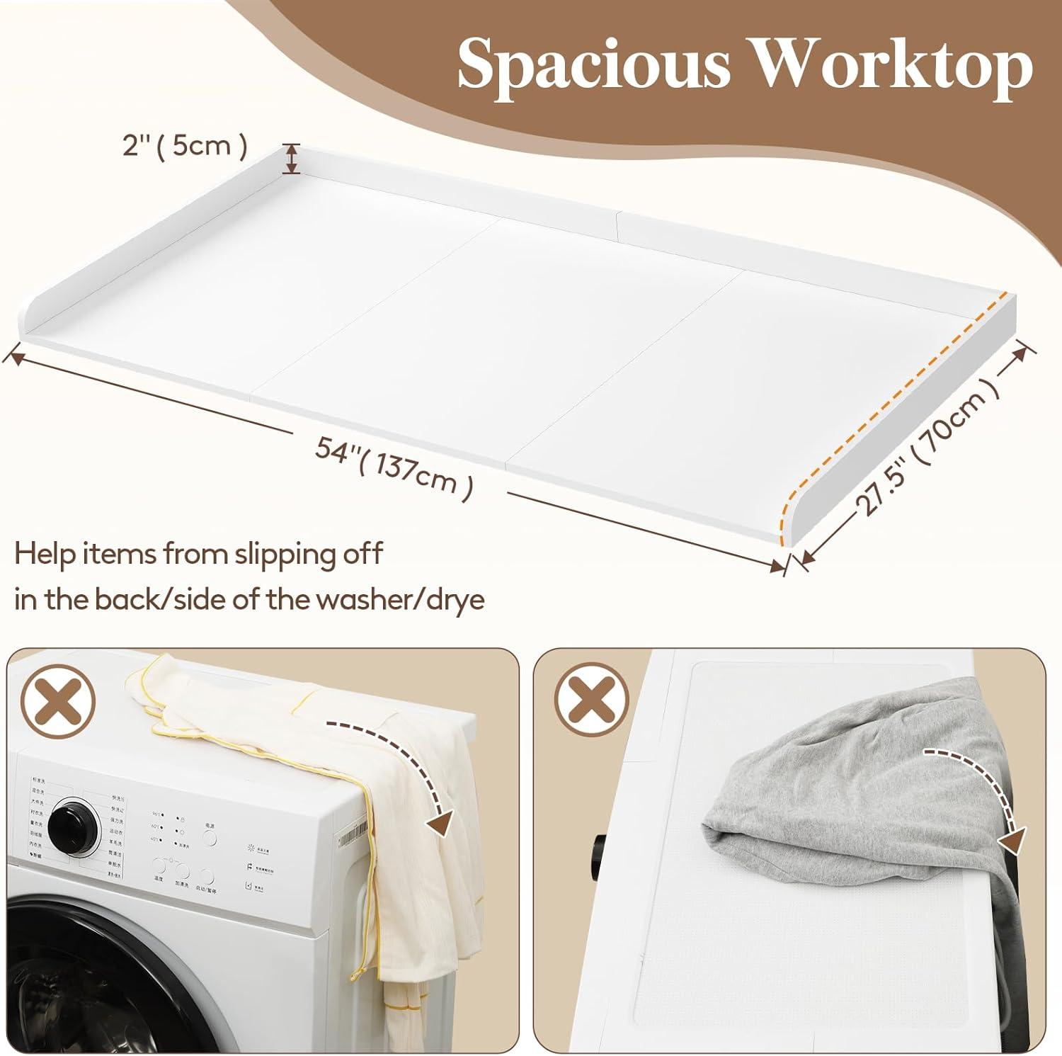 imageLifewit Washer Dryer Countertop Spice Type 54quot Length x 275quot Width Melamine Covers with Edge Rails for The Top Laundry Room Storage and Organization BlackWhite