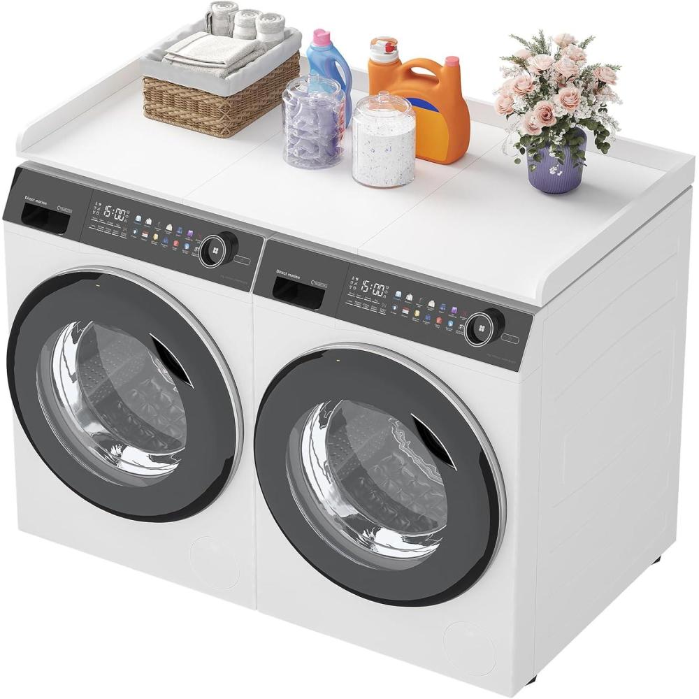 imageLifewit Washer Dryer Countertop Spice Type 54quot Length x 275quot Width Melamine Covers with Edge Rails for The Top Laundry Room Storage and Organization BlackWhite