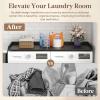 Lifewit Washer Dryer Countertop, Spice Type, 54″ Length x 27.5″ Width Melamine Covers with Edge Rails for The Top, Laundry Room Storage and Organization, Black(Black)
