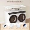 Lifewit Washer Dryer Countertop, Spice Type, 54″ Length x 27.5″ Width Melamine Covers with Edge Rails for The Top, Laundry Room Storage and Organization, Black(White)