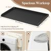 Lifewit Washer Dryer Countertop, Spice Type, 54″ Length x 27.5″ Width Melamine Covers with Edge Rails for The Top, Laundry Room Storage and Organization, Black(Black)