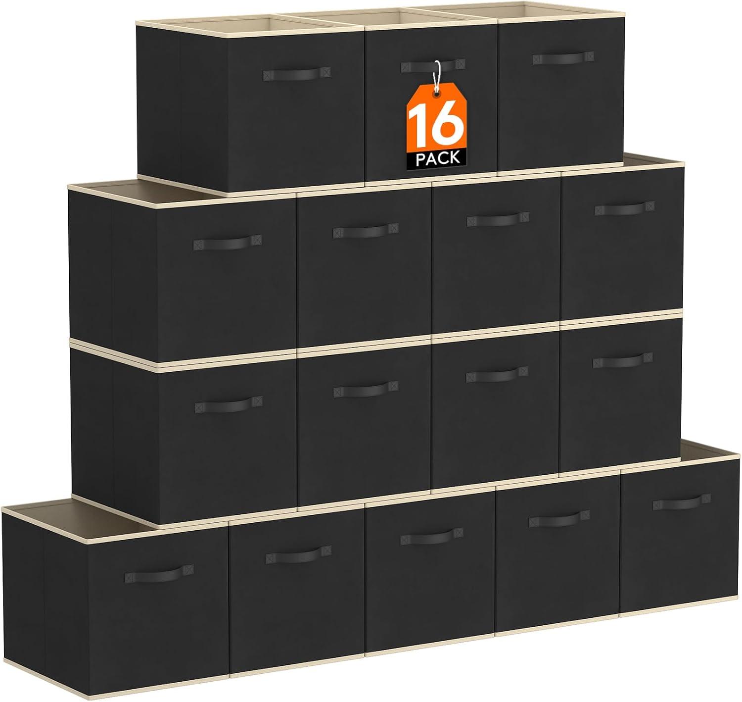 imageLifewit 13 Inch Cube Storage Bins Storage Cubes Foldable Medium Decorative Fabric Storage Baskets for Organizing Home Organizers with Handles for Shelves Closet Set of 8 36L GreyBlack