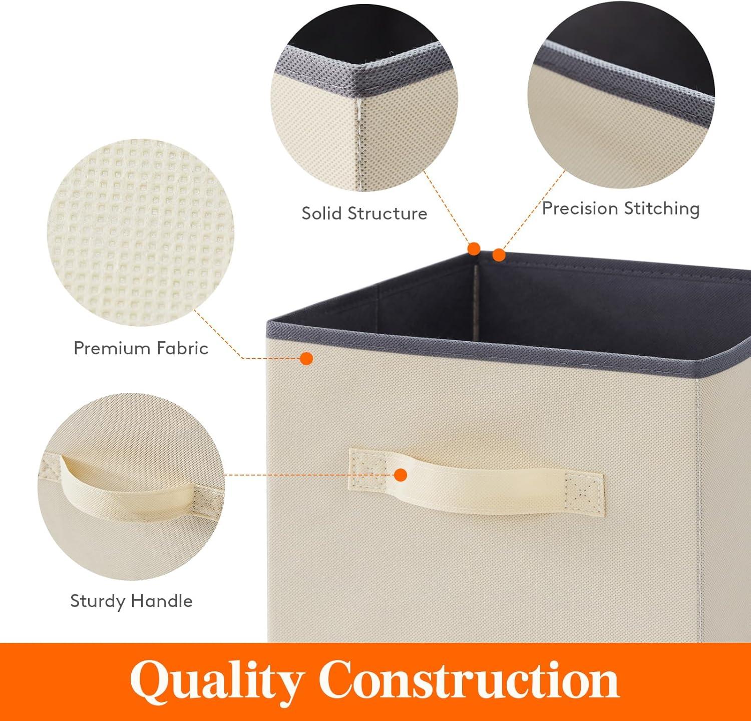 imageLifewit 13 Inch Cube Storage Bins Storage Cubes Foldable Medium Decorative Fabric Storage Baskets for Organizing Home Organizers with Handles for Shelves Closet Set of 8 36L GreyBeige