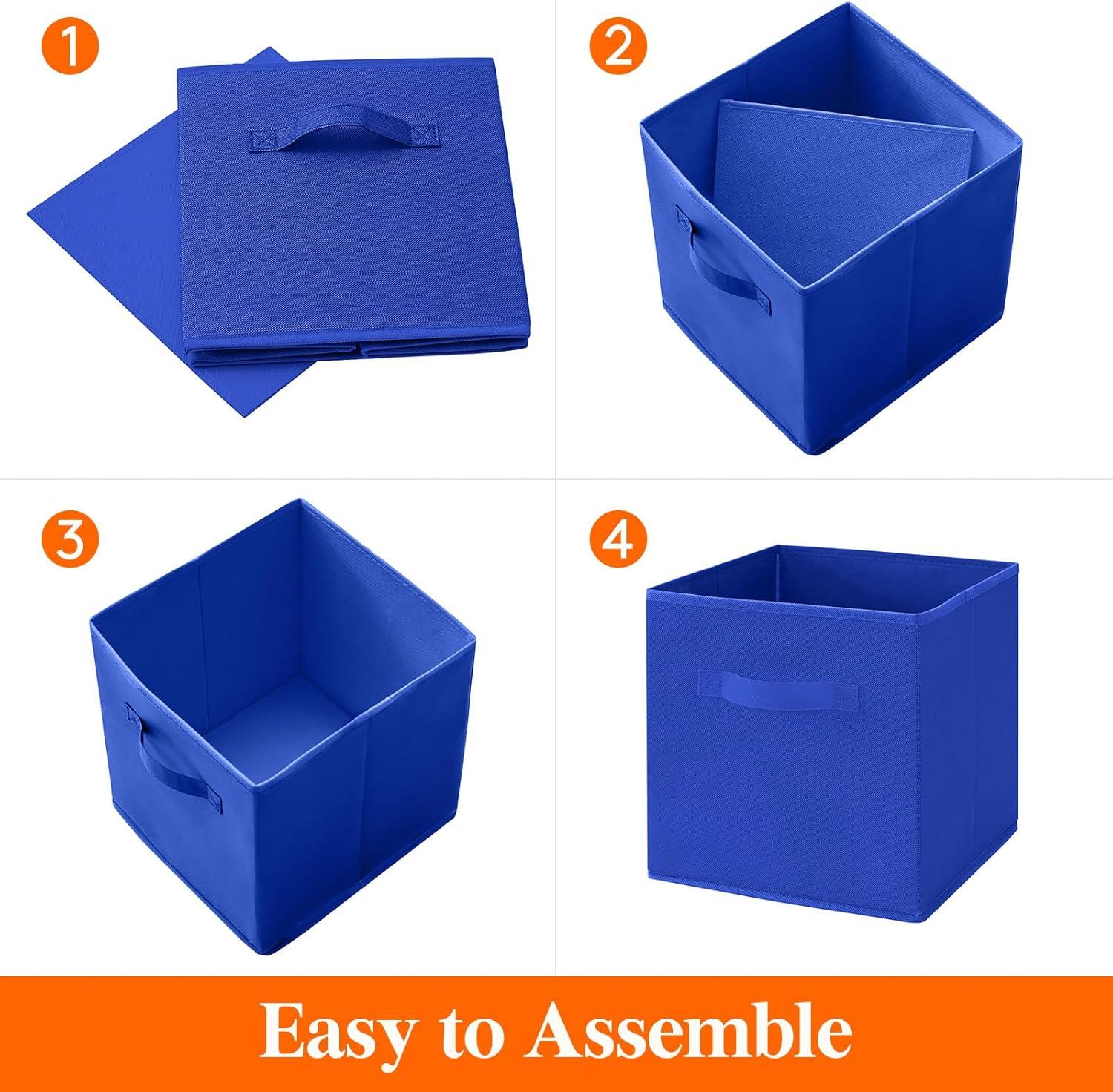 imageLifewit 13 Inch Cube Storage Bins Storage Cubes Foldable Medium Decorative Fabric Storage Baskets for Organizing Home Organizers with Handles for Shelves Closet Set of 8 36L GreyBlue