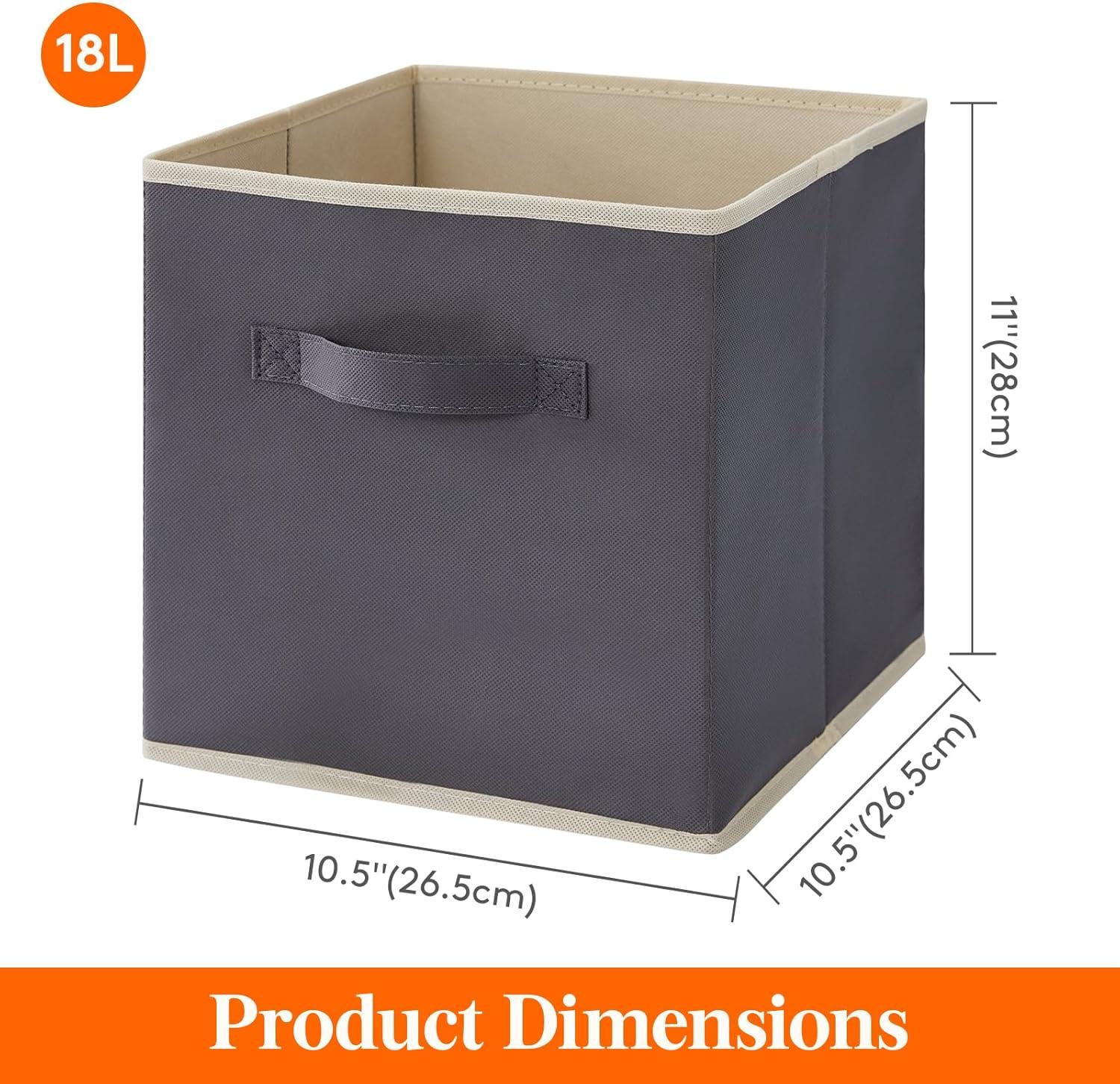 imageLifewit 13 Inch Cube Storage Bins Storage Cubes Foldable Medium Decorative Fabric Storage Baskets for Organizing Home Organizers with Handles for Shelves Closet Set of 8 36L GreyGray
