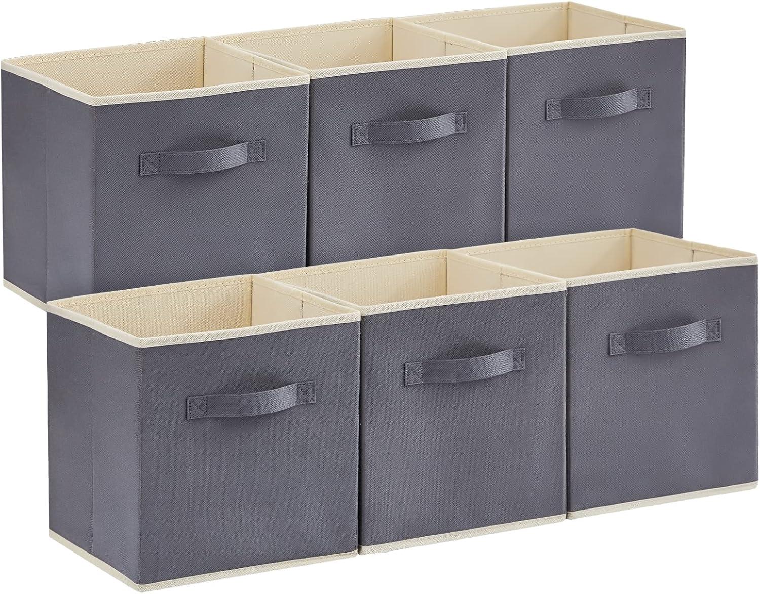 imageLifewit 13 Inch Cube Storage Bins Storage Cubes Foldable Medium Decorative Fabric Storage Baskets for Organizing Home Organizers with Handles for Shelves Closet Set of 8 36L GreyGray