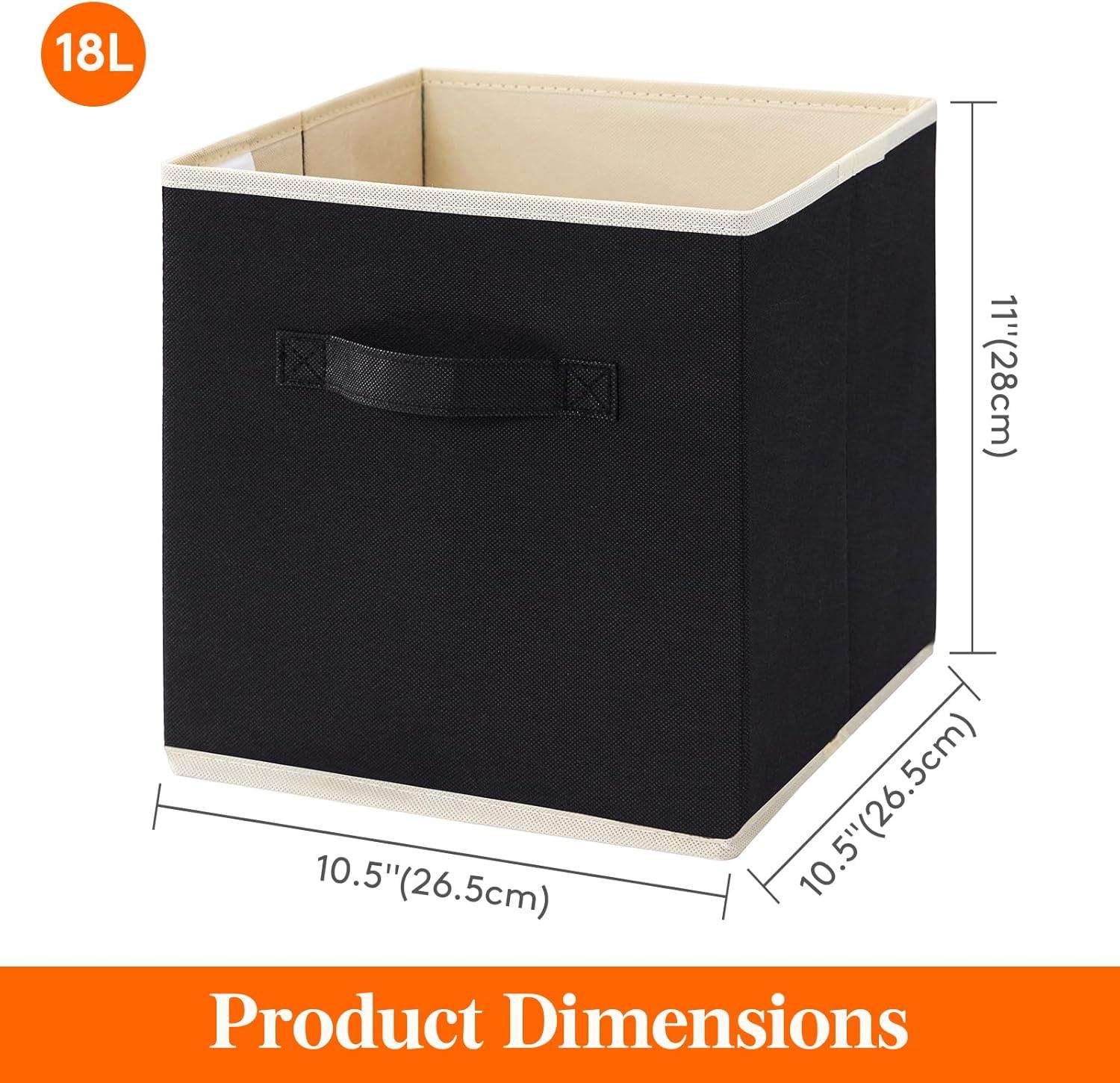 imageLifewit 13 Inch Cube Storage Bins Storage Cubes Foldable Medium Decorative Fabric Storage Baskets for Organizing Home Organizers with Handles for Shelves Closet Set of 8 36L GreyBlack