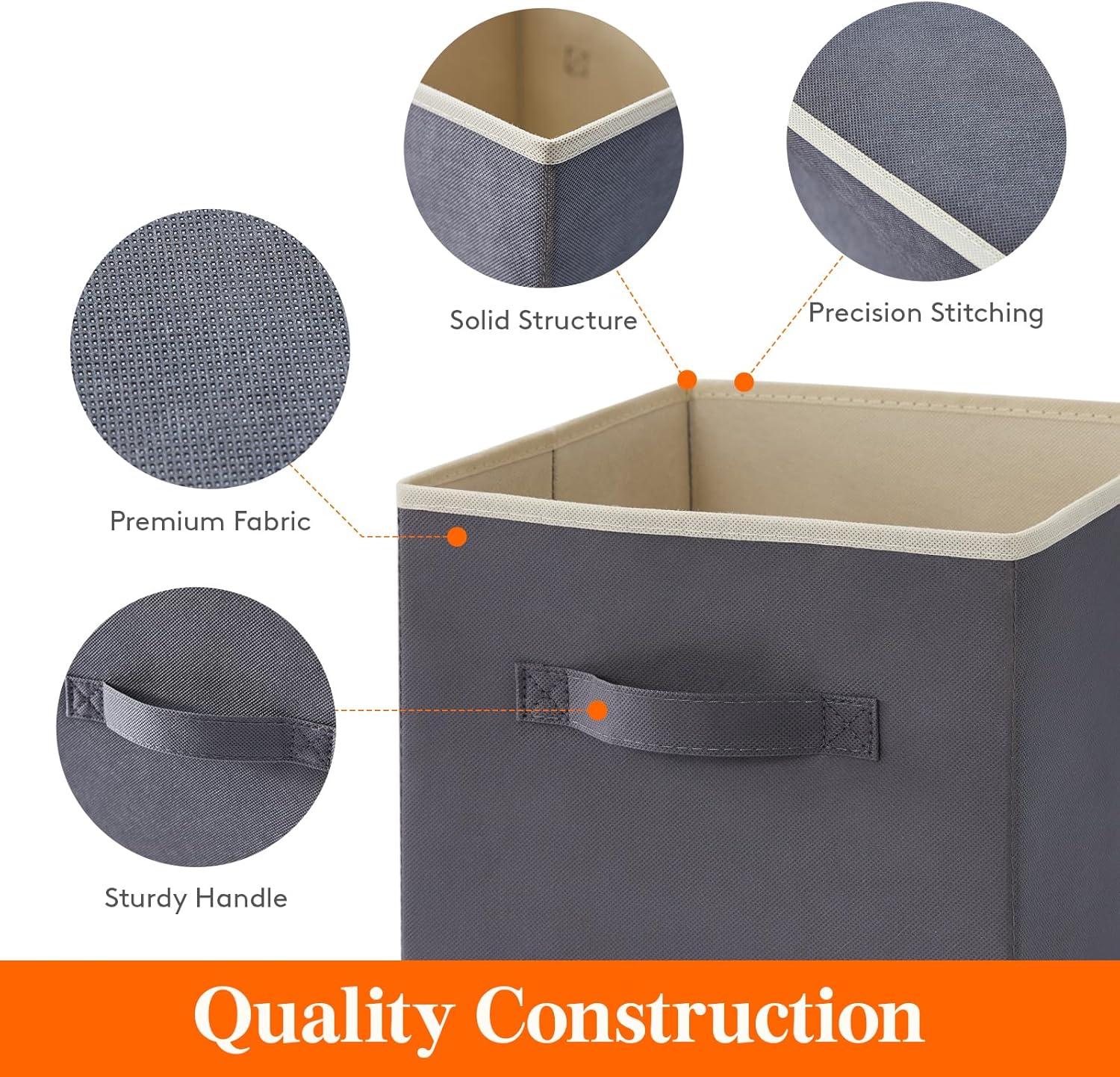 imageLifewit 13 Inch Cube Storage Bins Storage Cubes Foldable Medium Decorative Fabric Storage Baskets for Organizing Home Organizers with Handles for Shelves Closet Set of 8 36L GreyGray