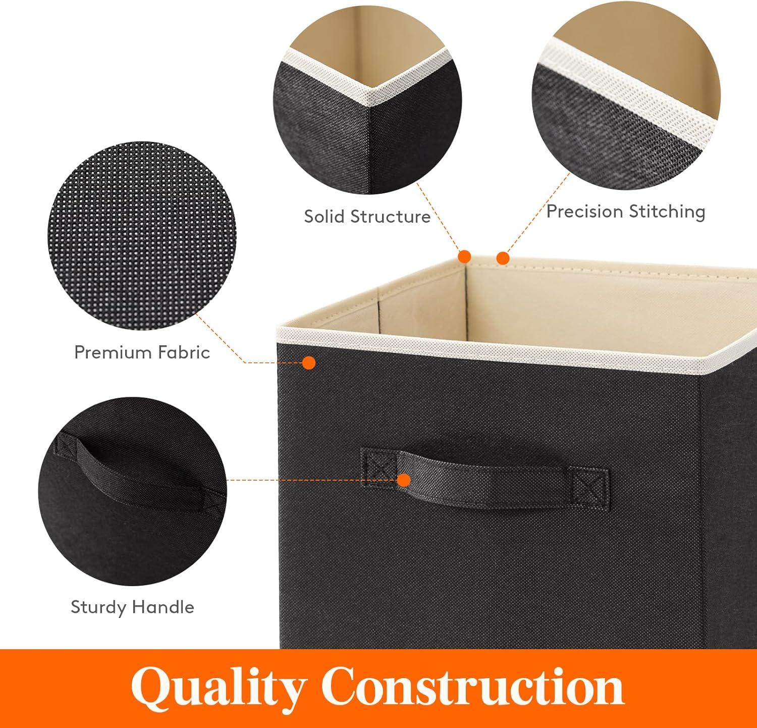 imageLifewit 13 Inch Cube Storage Bins Storage Cubes Foldable Medium Decorative Fabric Storage Baskets for Organizing Home Organizers with Handles for Shelves Closet Set of 8 36L GreyBlack