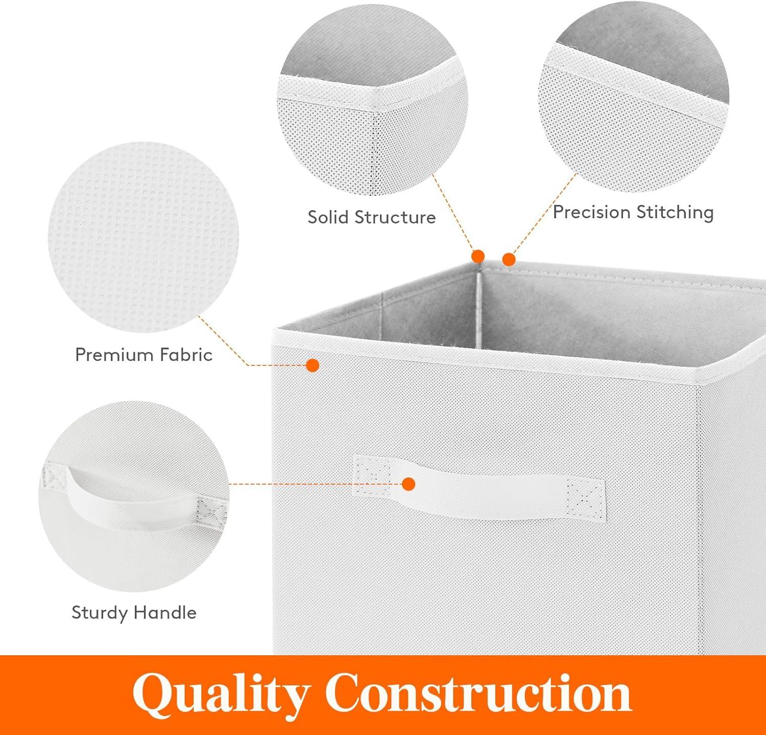 imageLifewit 13 Inch Cube Storage Bins Storage Cubes Foldable Medium Decorative Fabric Storage Baskets for Organizing Home Organizers with Handles for Shelves Closet Set of 8 36L GreyWhite