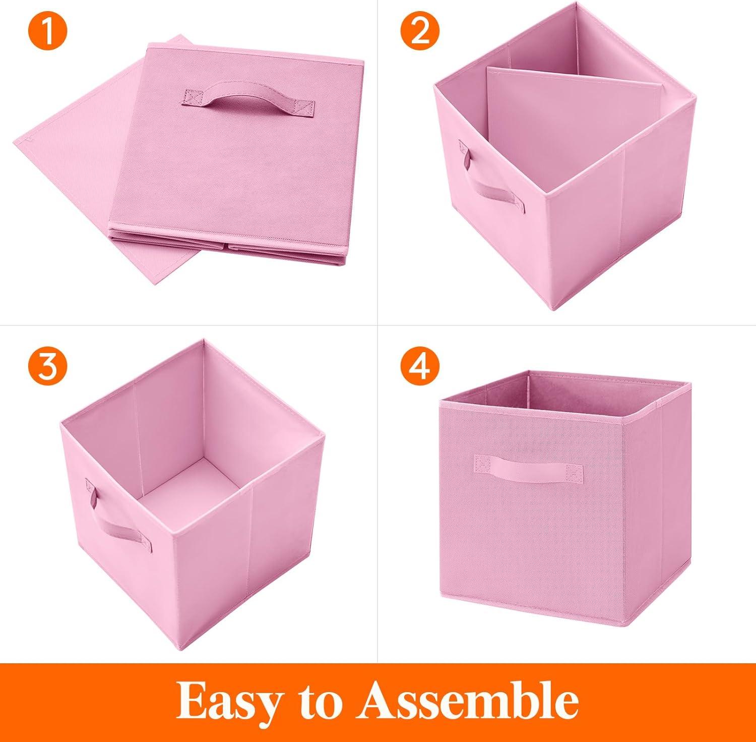 imageLifewit 13 Inch Cube Storage Bins Storage Cubes Foldable Medium Decorative Fabric Storage Baskets for Organizing Home Organizers with Handles for Shelves Closet Set of 8 36L GreyPink