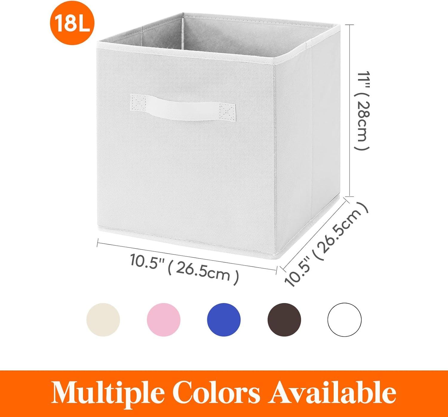 imageLifewit 13 Inch Cube Storage Bins Storage Cubes Foldable Medium Decorative Fabric Storage Baskets for Organizing Home Organizers with Handles for Shelves Closet Set of 8 36L GreyWhite