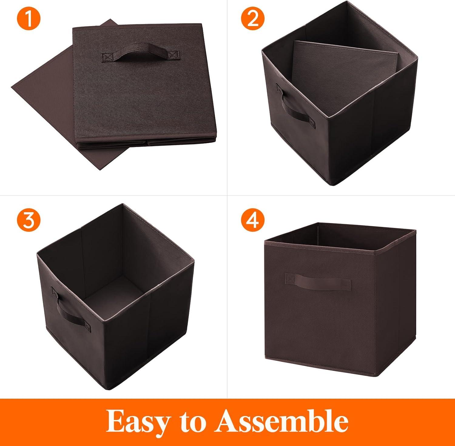 imageLifewit 13 Inch Cube Storage Bins Storage Cubes Foldable Medium Decorative Fabric Storage Baskets for Organizing Home Organizers with Handles for Shelves Closet Set of 8 36L GreyBrown