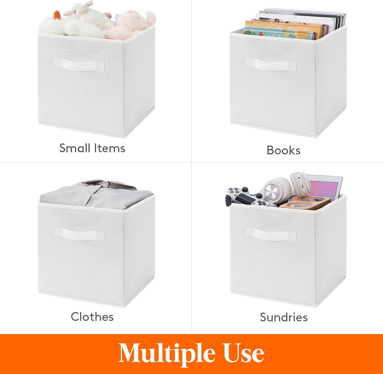 imageLifewit 13 Inch Cube Storage Bins Storage Cubes Foldable Medium Decorative Fabric Storage Baskets for Organizing Home Organizers with Handles for Shelves Closet Set of 8 36L GreyWhite