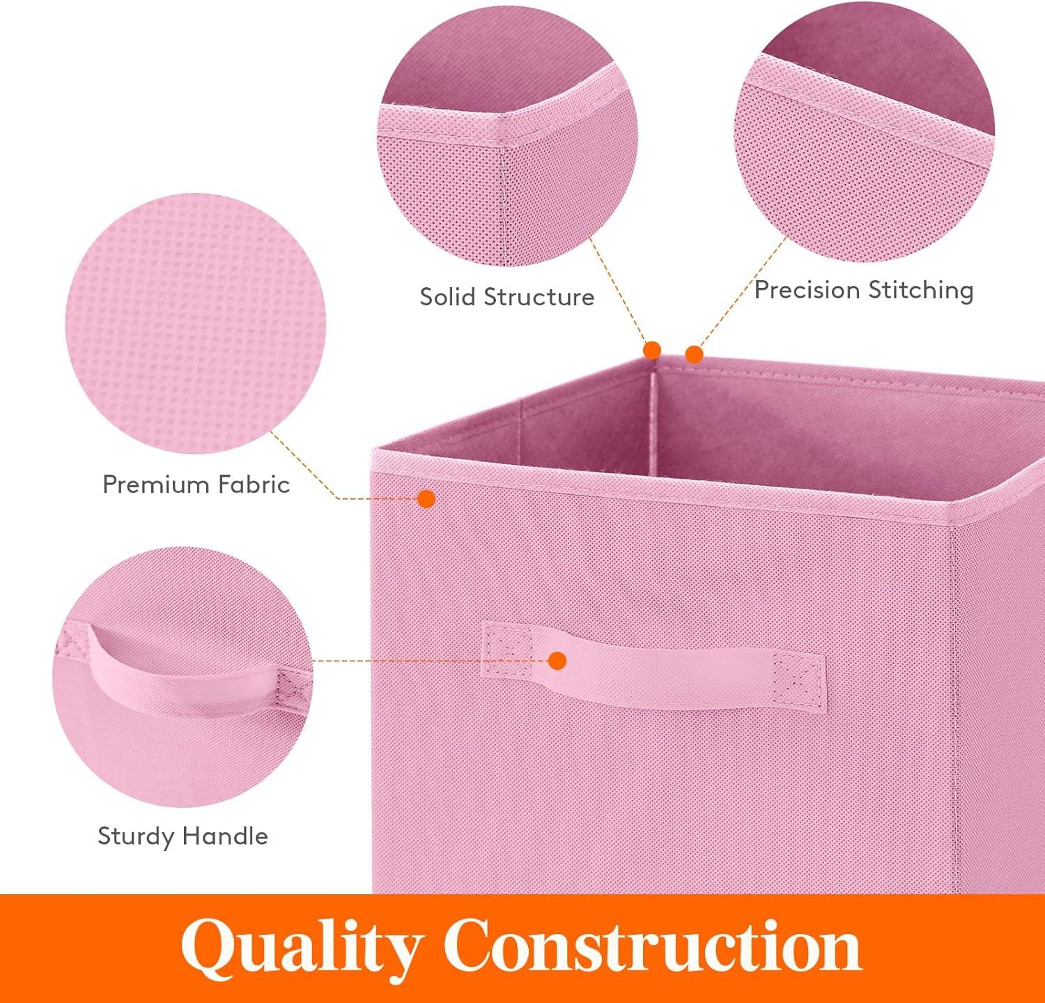 imageLifewit 13 Inch Cube Storage Bins Storage Cubes Foldable Medium Decorative Fabric Storage Baskets for Organizing Home Organizers with Handles for Shelves Closet Set of 8 36L GreyPink